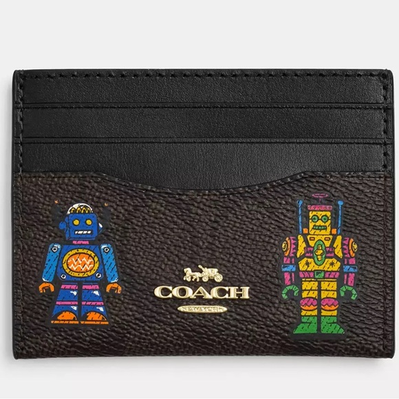 Coach Cosmic Coach Slim Id Card Case In Signature Canvas With Robot Print - Picture 1 of 4